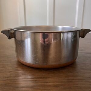 Revere Ware 4 1/2 Qt Stock Pot Copper Clad Bottom Stainless Steel Clinton IL USA